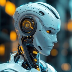 Poster - Futuristic Robot with Luminous Eyes and Sleek Design