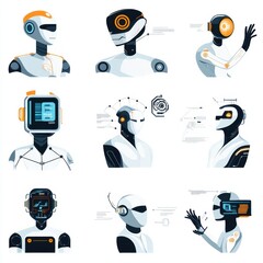 Poster - Diverse Robot Portraits with Futuristic Design Elements