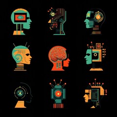 Poster - Futuristic Digital Human Illustrations in Grid Layout