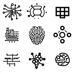 Poster - Abstract Technology and Circuit Design Icons Collection