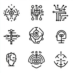 Poster - Abstract Circuit Patterns in Black and White Design