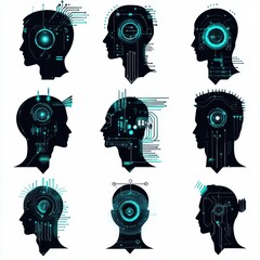 Poster - Digital Human Silhouettes with Sci-Fi Technology Elements