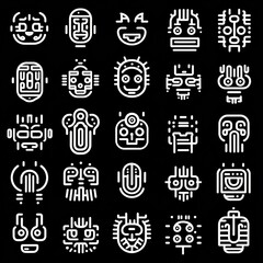 Poster - Abstract Line Art Faces on Black Background