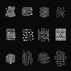 Poster - Abstract Circuit Patterns on Dark Background
