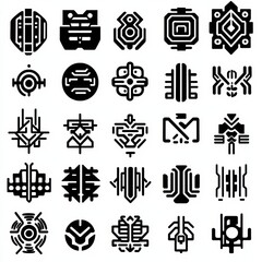 Poster - Abstract Geometric Symbols in Black and White Design