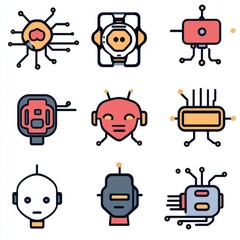 Poster - Colorful Robot Icons for Creative Projects