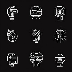 Poster - Futuristic Line Art of Robotics and Technology Designs