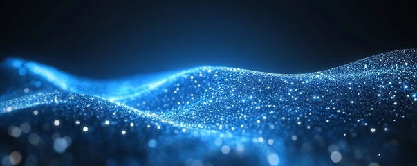Poster - Abstract blue technology background with digital network lines and dots, emphasizing connectivity and innovation, smooth motion video style, engaging and sleek design