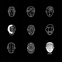 Poster - Futuristic Faces and Technology Designs in White Lines