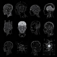 Poster - Digital Brain Tech Concept Illustrations