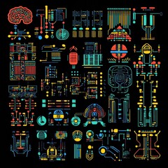 Poster - Colorful Futuristic Technology Interface Elements