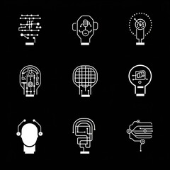 Poster - Futuristic Technology Icons on Black Background