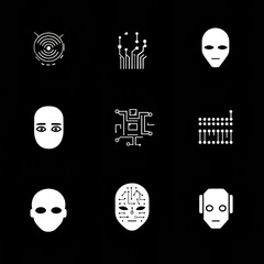 Poster - Futuristic Designs Featuring Abstract AI and Robot Faces