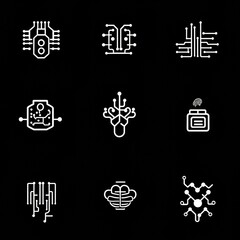 Poster - Abstract Circuitry Symbols on Black Background