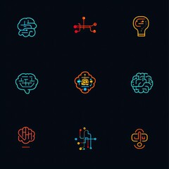 Poster - Colorful Icons Representing Brain and Technology Concepts