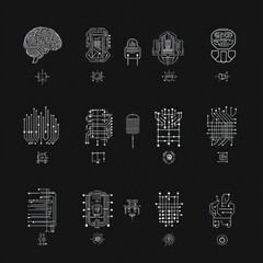 Poster - Abstract Circuit and Brain Technology Illustration
