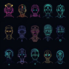 Poster - Futuristic Human and Robot Character Illustrations