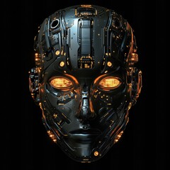 Poster - Futuristic Cybernetic Face with Glowing Features