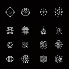 Poster - Abstract Geometric Pattern Collection on Black Background