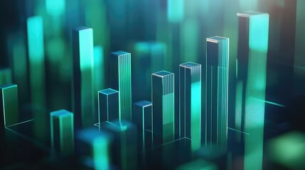 Poster - Abstract Green Digital Data Visualization Background