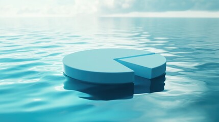 Poster - 3D Pie Chart Floating on Calm Water Surface