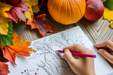 A coloring book with an unusual theme is being colored by kids.