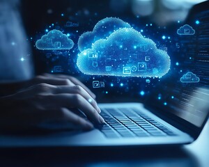 Aufkleber - A visually striking illustration of a person at their laptop