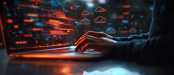 Aufkleber - An engaging illustration of a person using a laptop