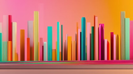 Aufkleber - Vibrant Abstract Cityscape in Bold Colors