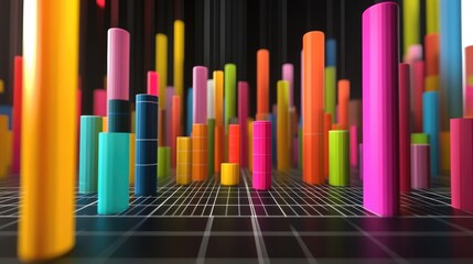 Poster - Colorful Abstract 3D Chart with Cylindrical Shapes