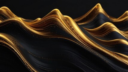 Abstract gold wave on black background. illustration for your design