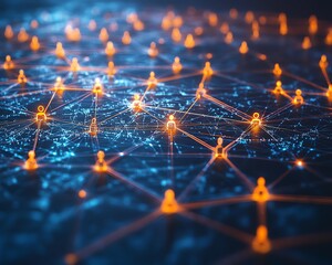 Fototapete - A modern illustration of interconnected people forming a network with lines