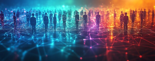 Fototapete - A network of people interconnected by lines