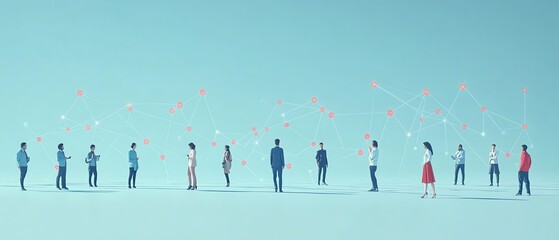 Poster - Abstract representation of people and nodes symbolizing business and social media connections