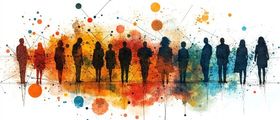 Fototapete - Creative depiction of interconnected individuals forming a network