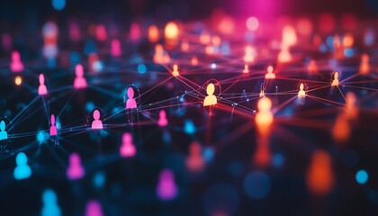 Aufkleber - Creative depiction of a straightforward graphic showing interconnected individuals in an online network