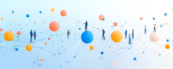 Poster - Creative image showcasing interconnected people and nodes representing technology and business networks