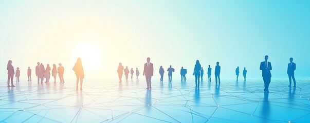 Fototapete - Creative image showcasing interconnected people and nodes representing technology and business networks