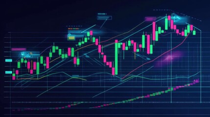 Poster - Colorful Stock Market Chart with Indicators and Data