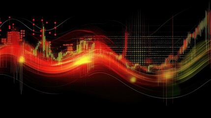 Poster - Dynamic Financial Graph with Colorful Wave Effects