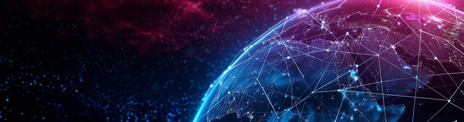 Aufkleber - An astonishing perspective of Earth from outer space, revealing the intricate web of global connections through digital data exchange and communication lines spanning across continents