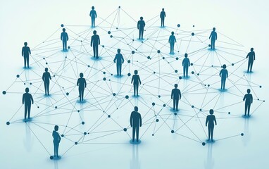 Fototapete - Interconnected people and nodes representing network connections in business