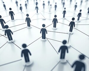 Fototapete - Simple graphic of interconnected people in an online network