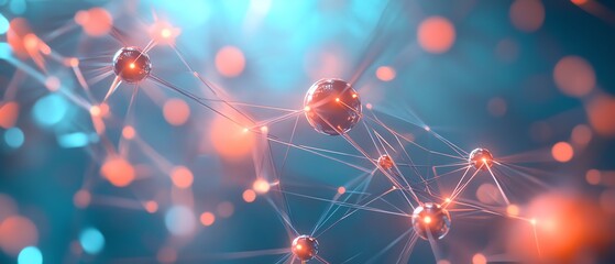 Fototapete - Vibrant depiction of interconnected individuals and nodes representing technology networks