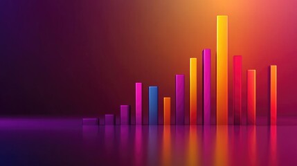 Poster - Vibrant Bar Chart with Reflections in Gradient Background