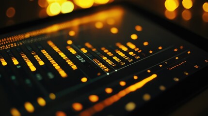 Poster - Digital Data Visualization with Golden Lights