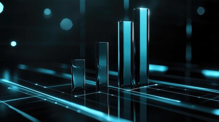 Poster - Modern Graphs in Blue Glow for Data Visualization