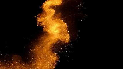 Poster - Golden fire embers rising from a vivid blaze against a dark backdrop. Multiple shots showcase dynamic movement and glowing particles, creating a captivating visual spectacle