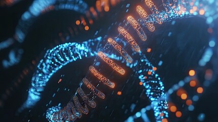 Poster - abstract dna structure with glowing elements