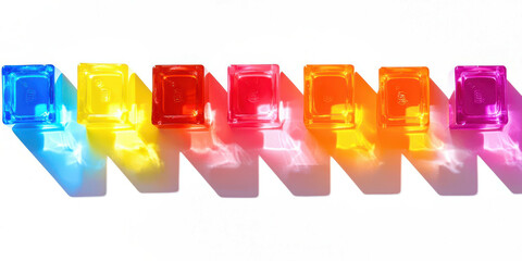 Poster - A row of colorful cubes with a white background
